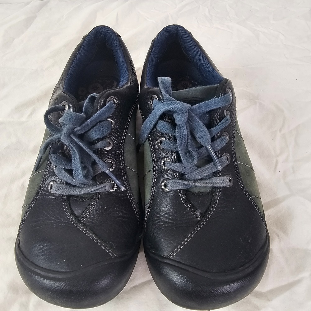 KEEN Presidio Hiking Shoes Womens Sz 6.5 Leather Waterproof Lace Up Black Blue